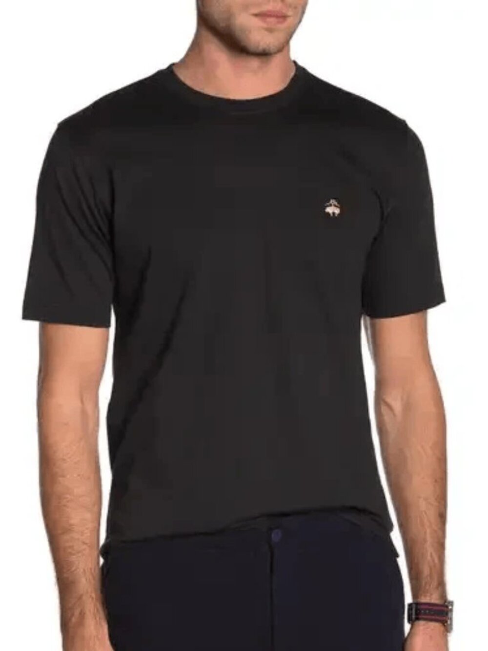 Brooks Brothers Men's Cotton Crewneck Logo T-Shirt Large L Black Short Sleeve